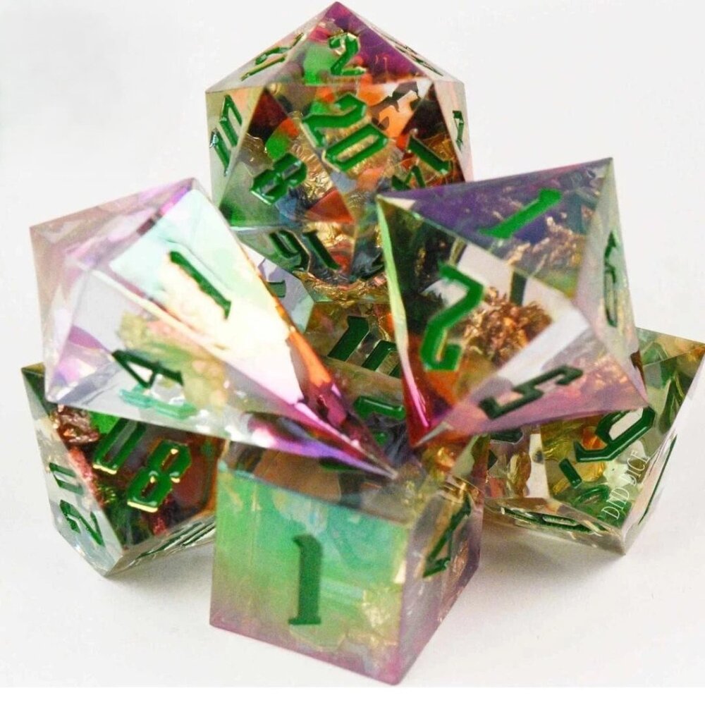 DND Dice Set - Emergence - 7 RARE Handmade High End Resin‎ Dice - RPG Gaming